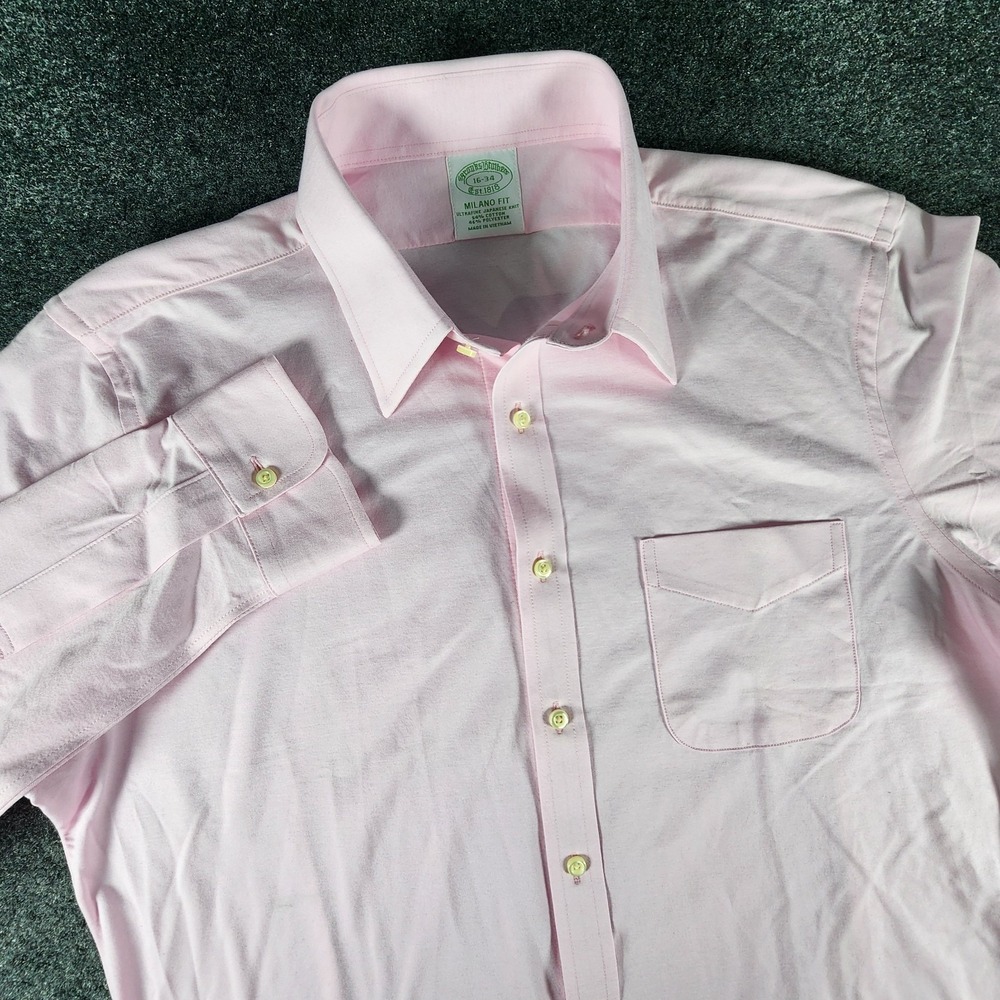 Brooks Brothers Milano Ultrafine Japanese Knit Athletic Shirt Pink‎ Mens 16-34